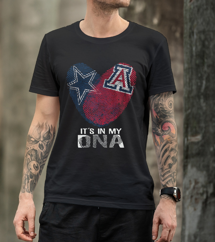 Cowboys Arizona Wildcats It's In My DNA Fingerprint Heart T-Shirt