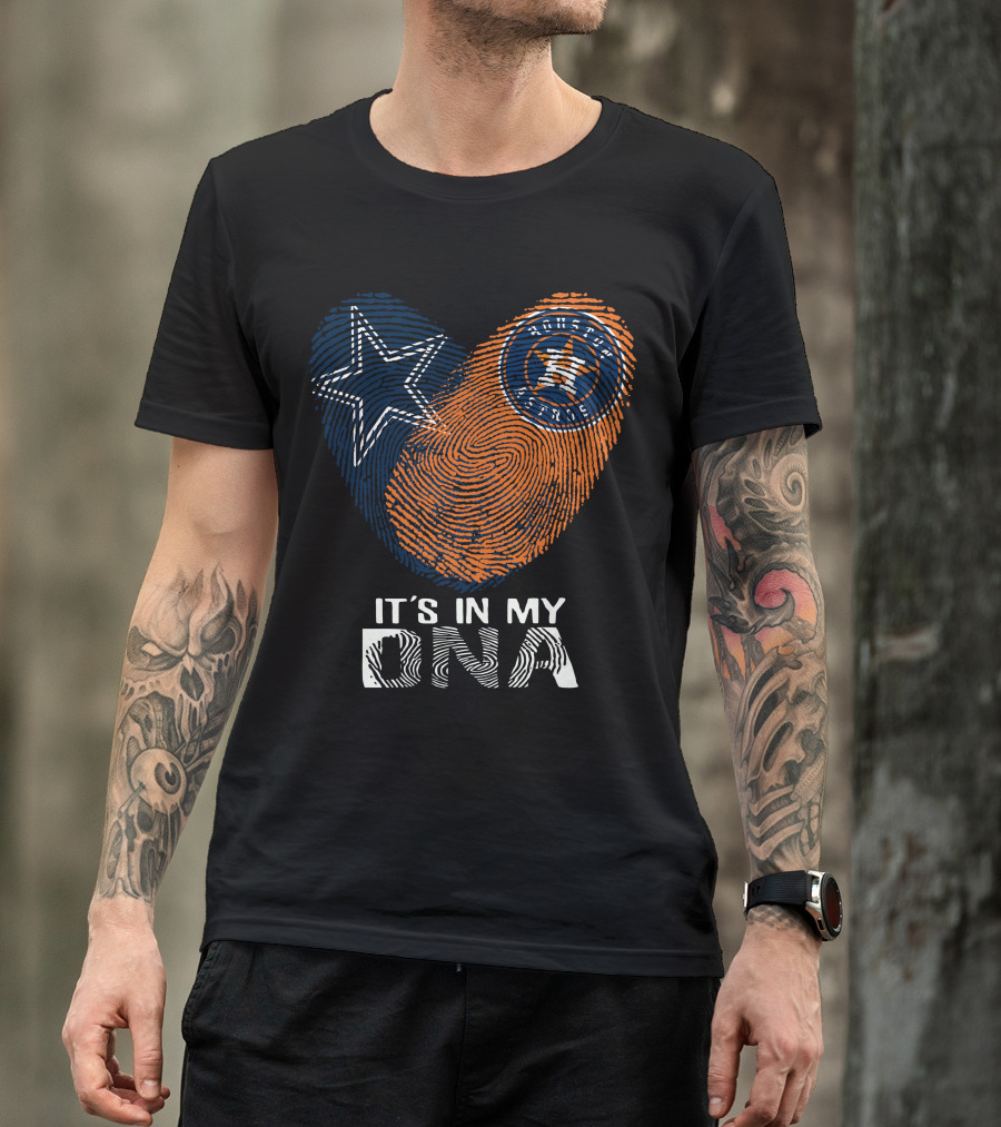 Cowboys Houston Astros Star Fingerprint It's In My DNA T-Shirt