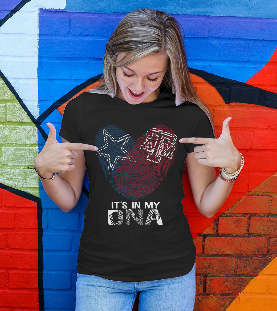It's In My DNA Cowboys Texas A&M Aggies Star Logo Fingerprint T-Shirt