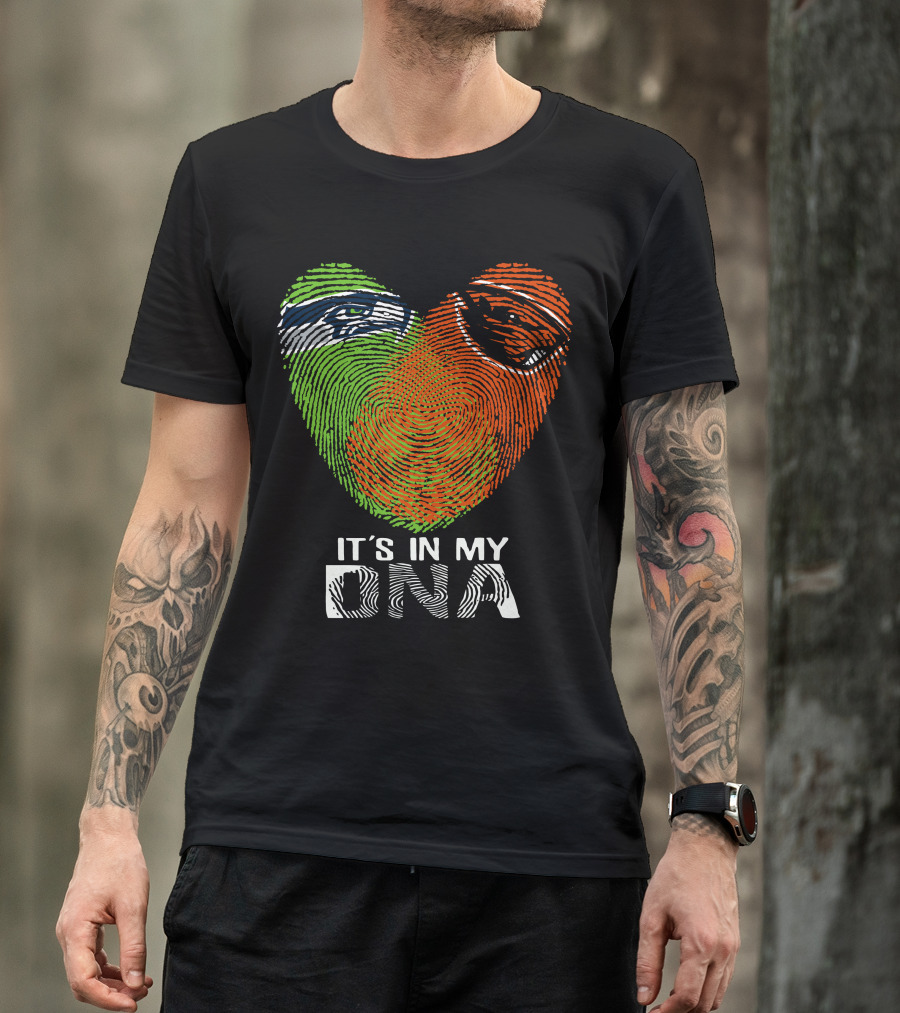 Seahawks Beavers It's In My DNA Heart Fingerprint T-Shirt