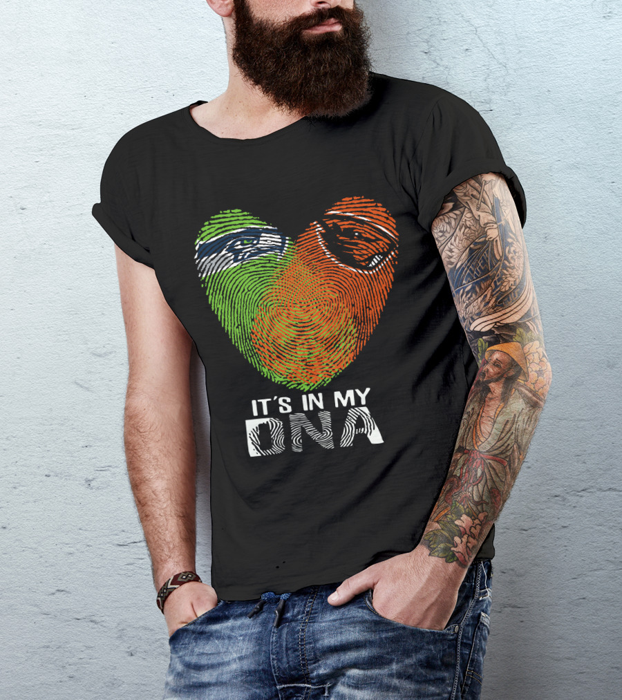 Seahawks Beavers It's In My DNA Heart Fingerprint T-Shirt