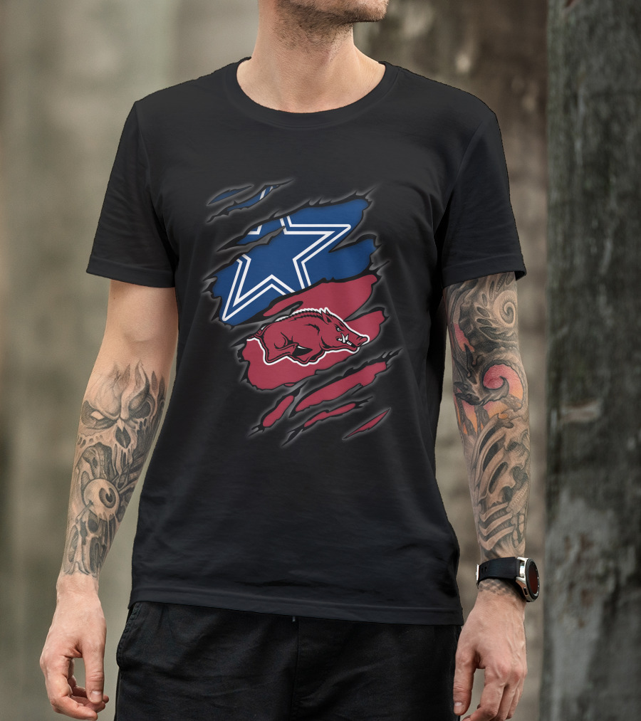 Dallas Cowboys And Arkansas Razorbacks Tear T-Shirt