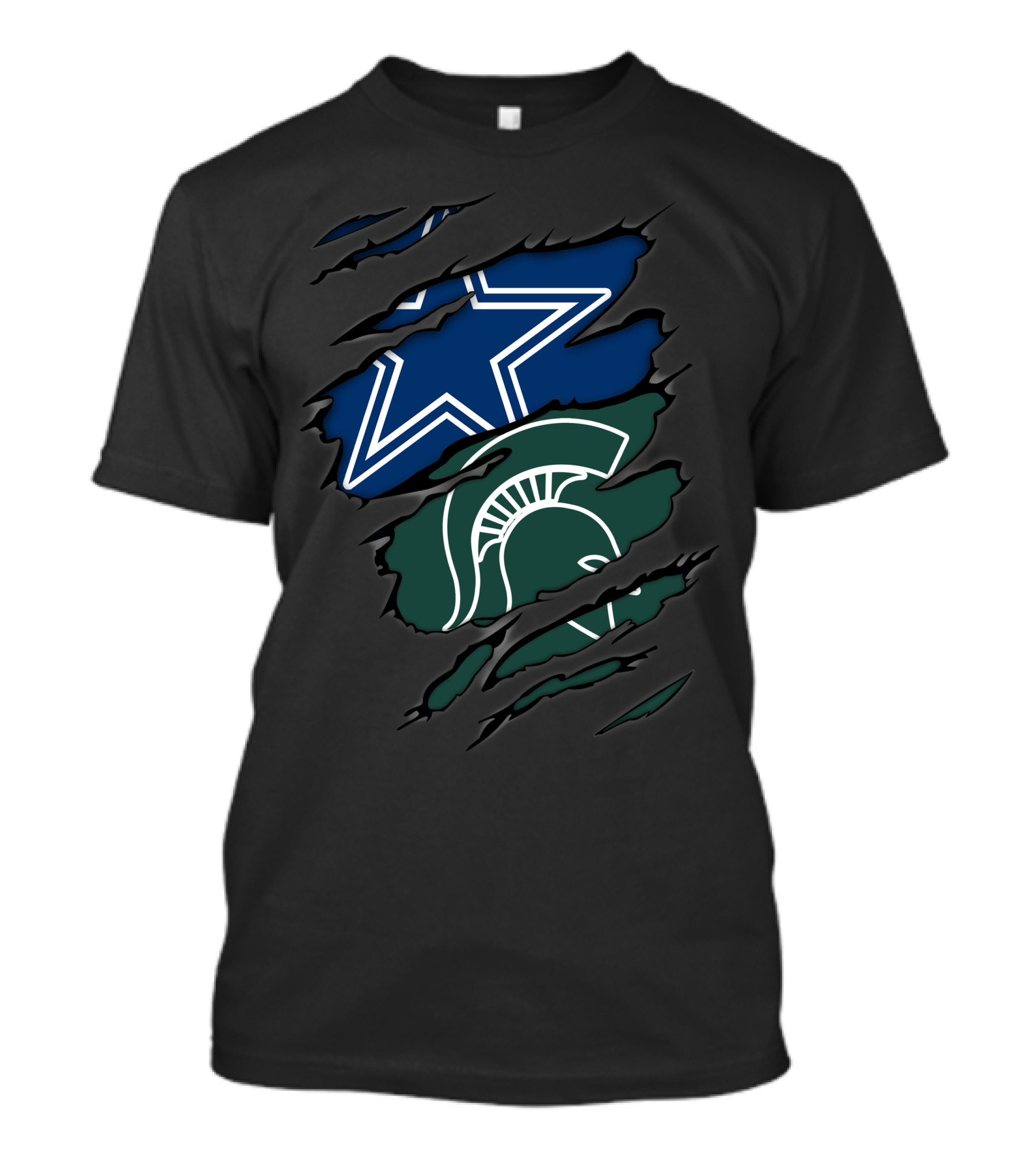 Dallas Cowboys Michigan State Spartans Ripped Design Blend T-Shirt