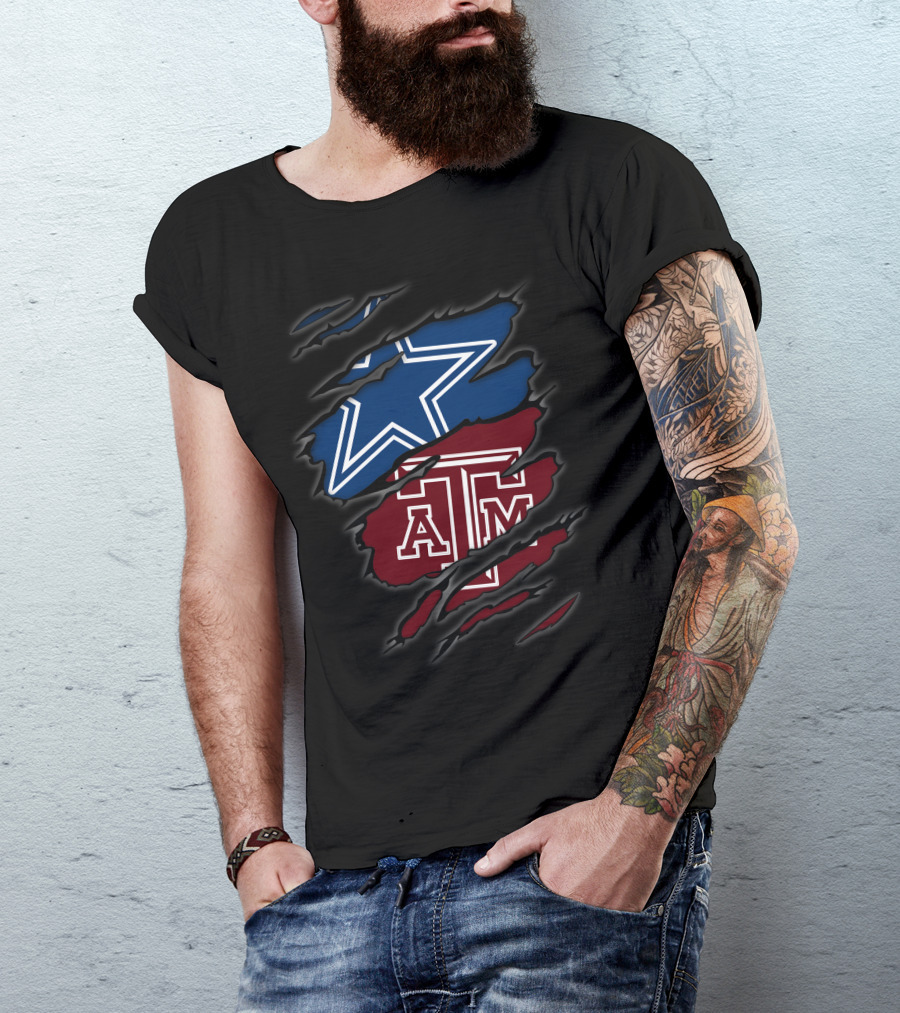Dallas Cowboys Texas A&M Aggies Star Logo Patchwork T-Shirt
