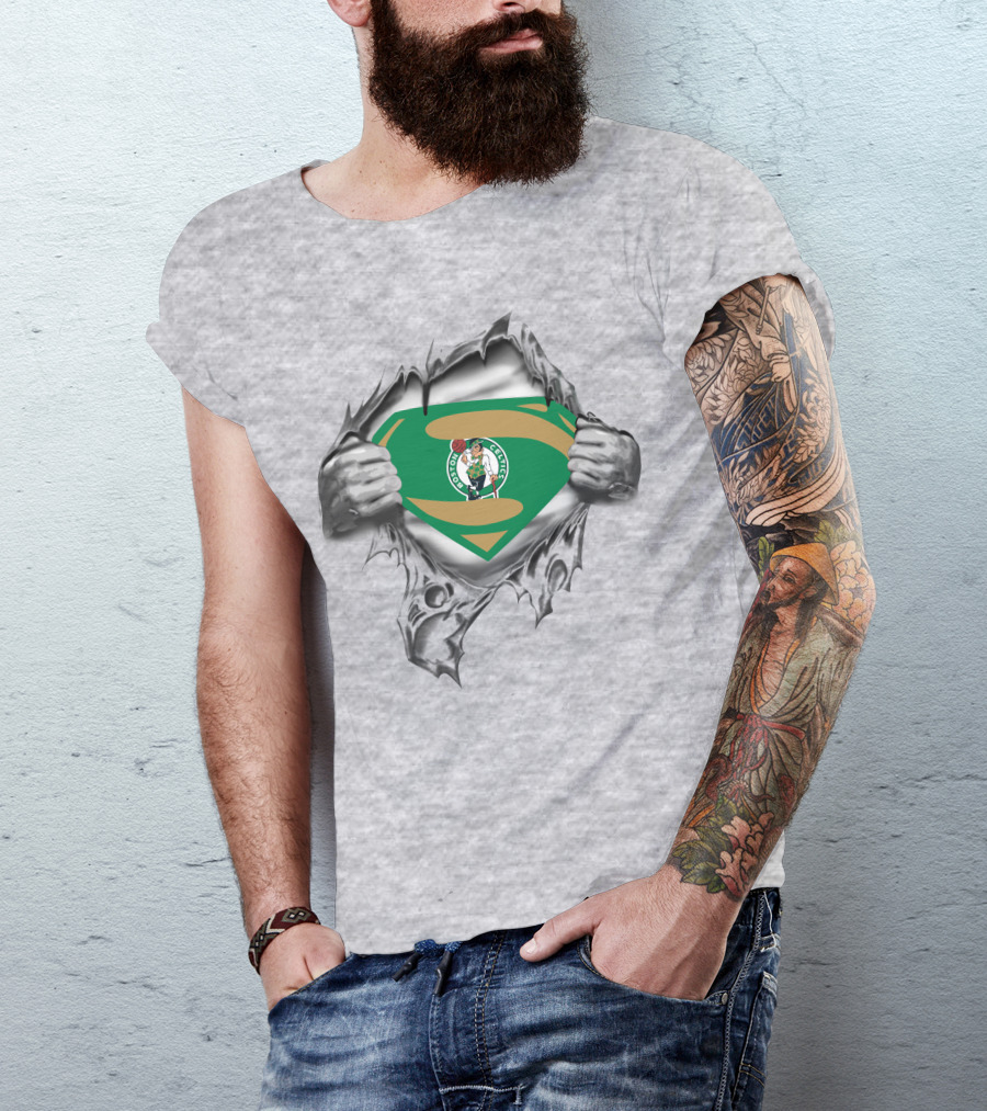 Boston Celtics Superman Logo Tear T-Shirt