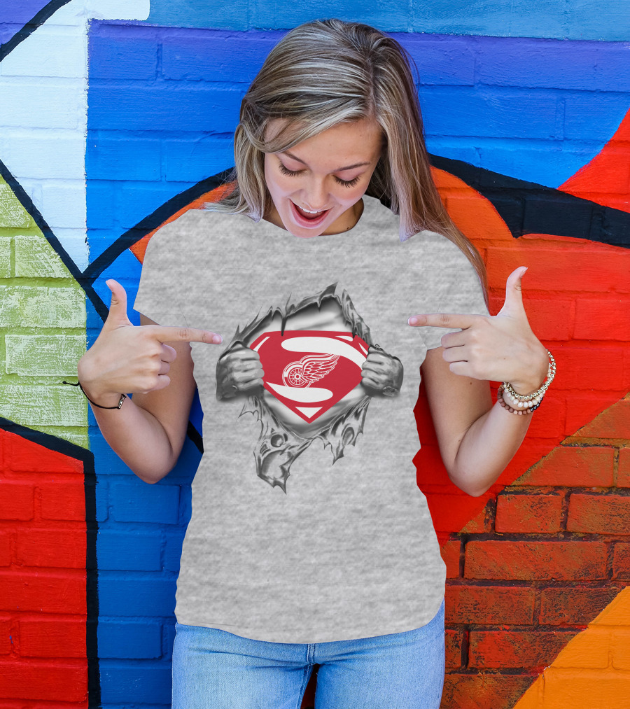 Detroit Red Wings Superman Logo Burst T-Shirt
