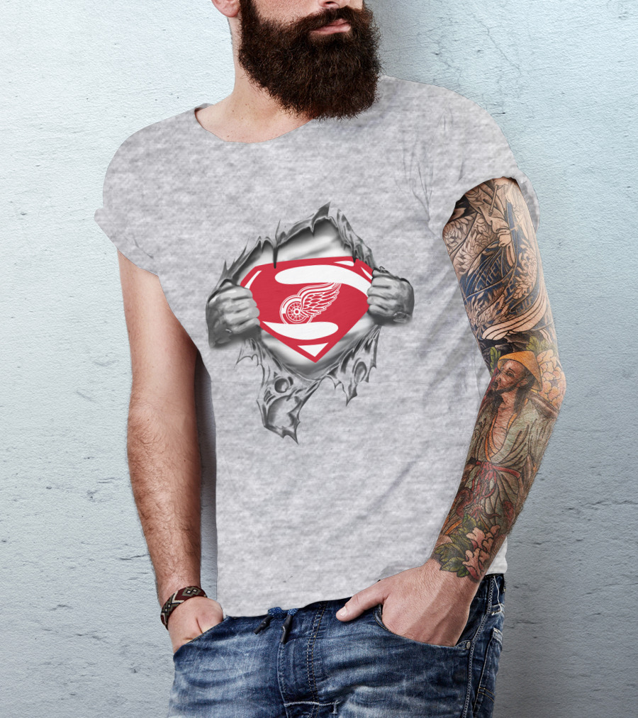 Detroit Red Wings Superman Logo Burst T-Shirt