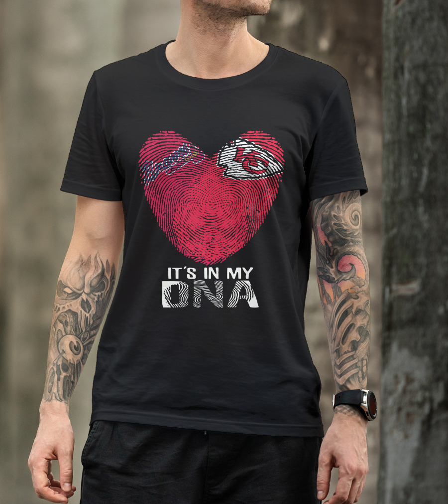 Atlanta Braves Chiefs Fingerprint Heart It's In My Dna T-Shirt