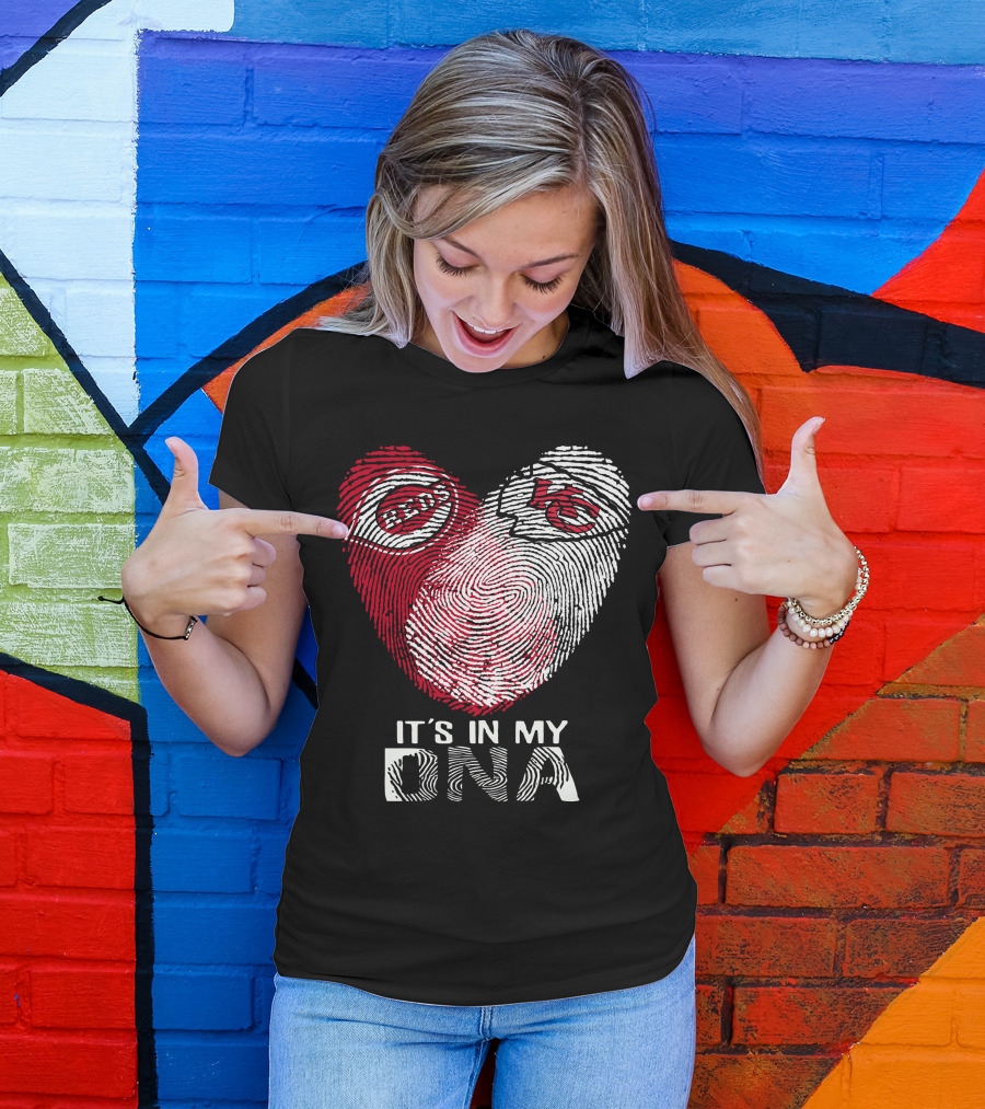 Cincinnati Reds Chiefs It's In My DNA Fingerprint Heart T-Shirt