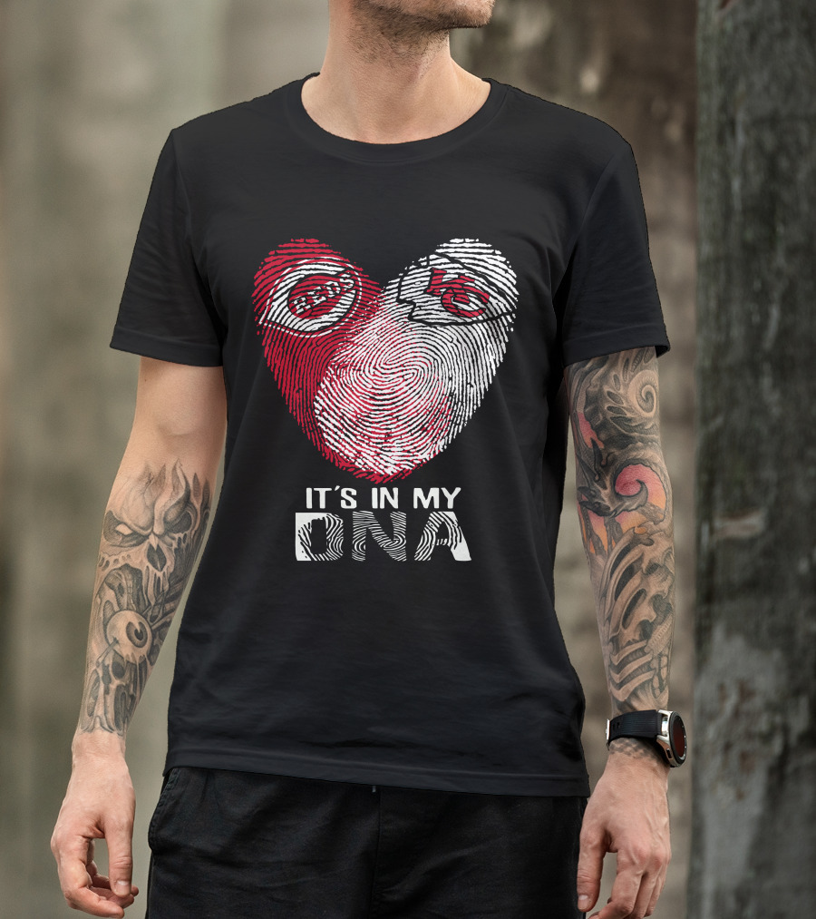 Cincinnati Reds Chiefs It's In My DNA Fingerprint Heart T-Shirt