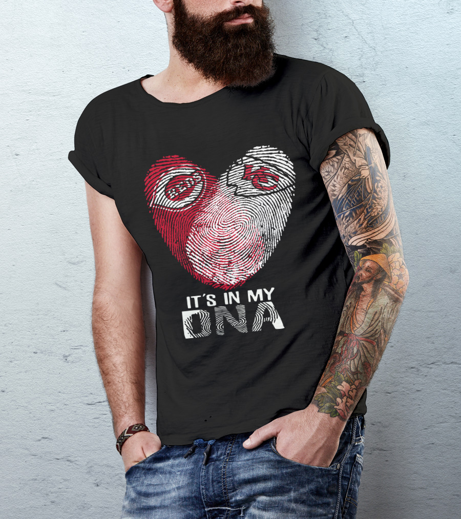 Cincinnati Reds Chiefs It's In My DNA Fingerprint Heart T-Shirt