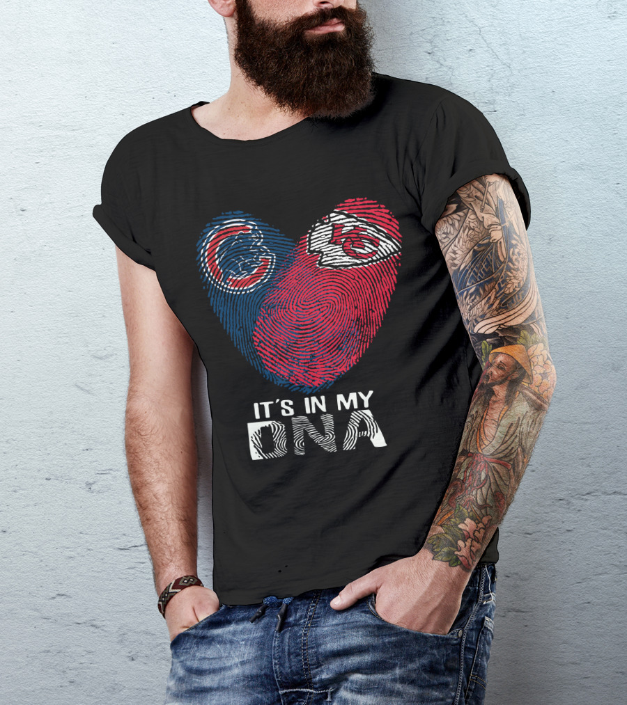 Chicago Cubs And Chiefs It's In My DNA Fingerprint Heart T-Shirt