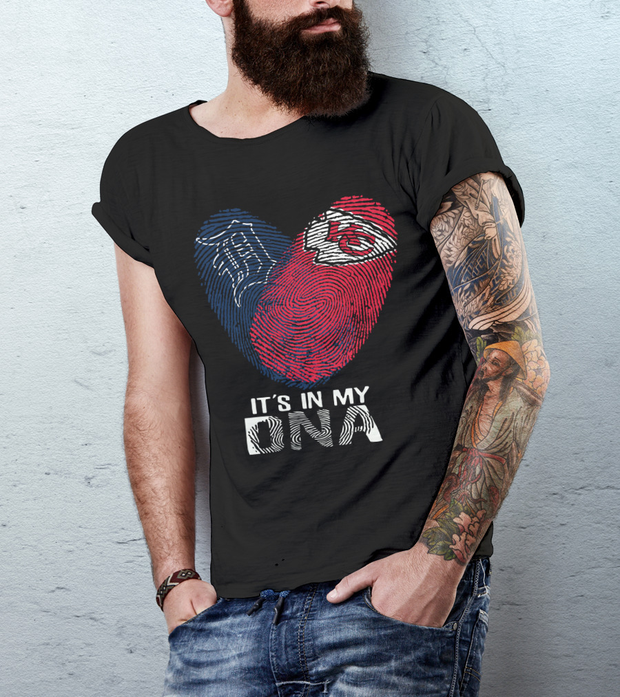 Detroit Tigers Kansas City Chiefs It's In My DNA Fingerprint T-Shirt