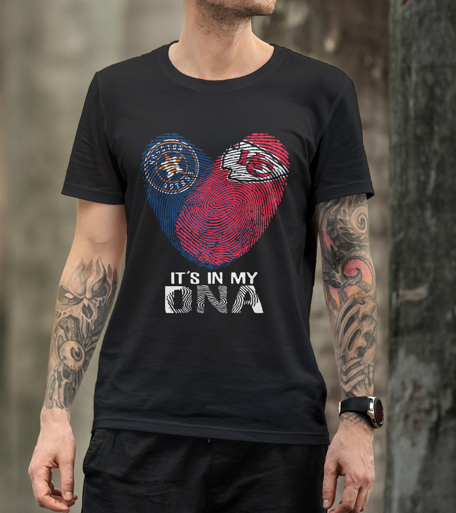Houston Astros Chiefs It's In My DNA Fingerprint Heart T-Shirt