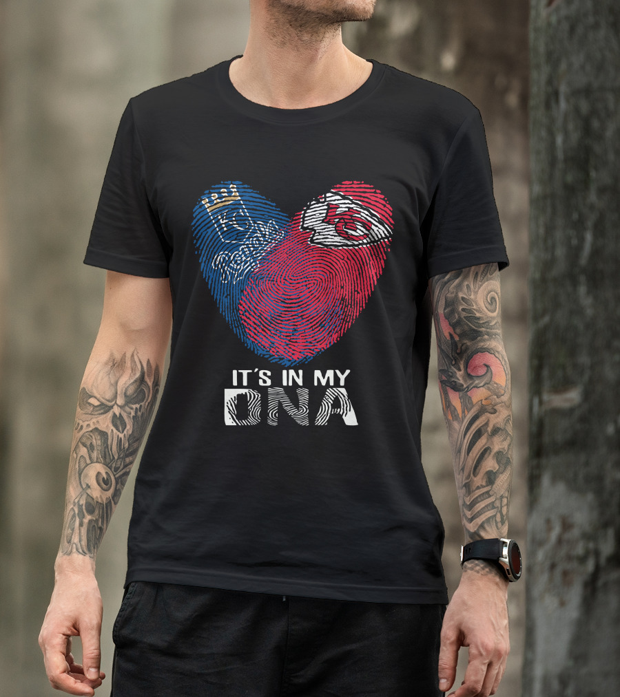 Kansas City Royals Chiefs It's In My DNA Fingerprint Heart T-Shirt