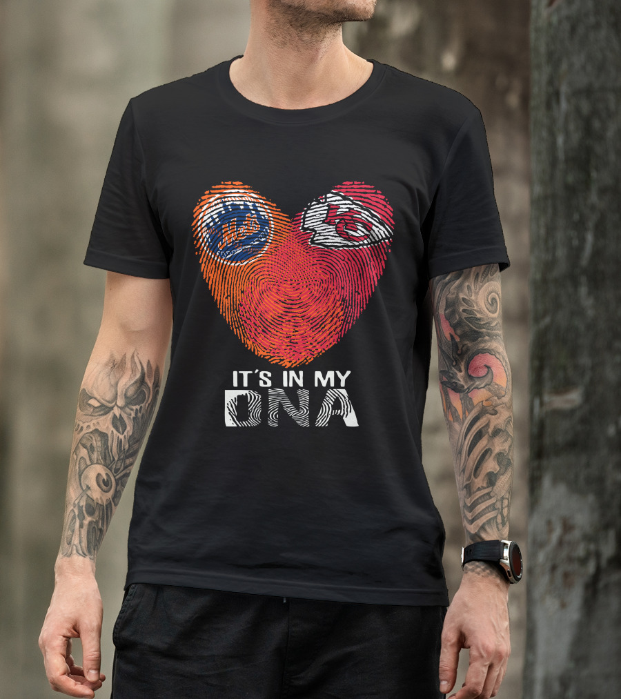 It's In My DNA New York Mets Chiefs Fingerprint Heart T-Shirt