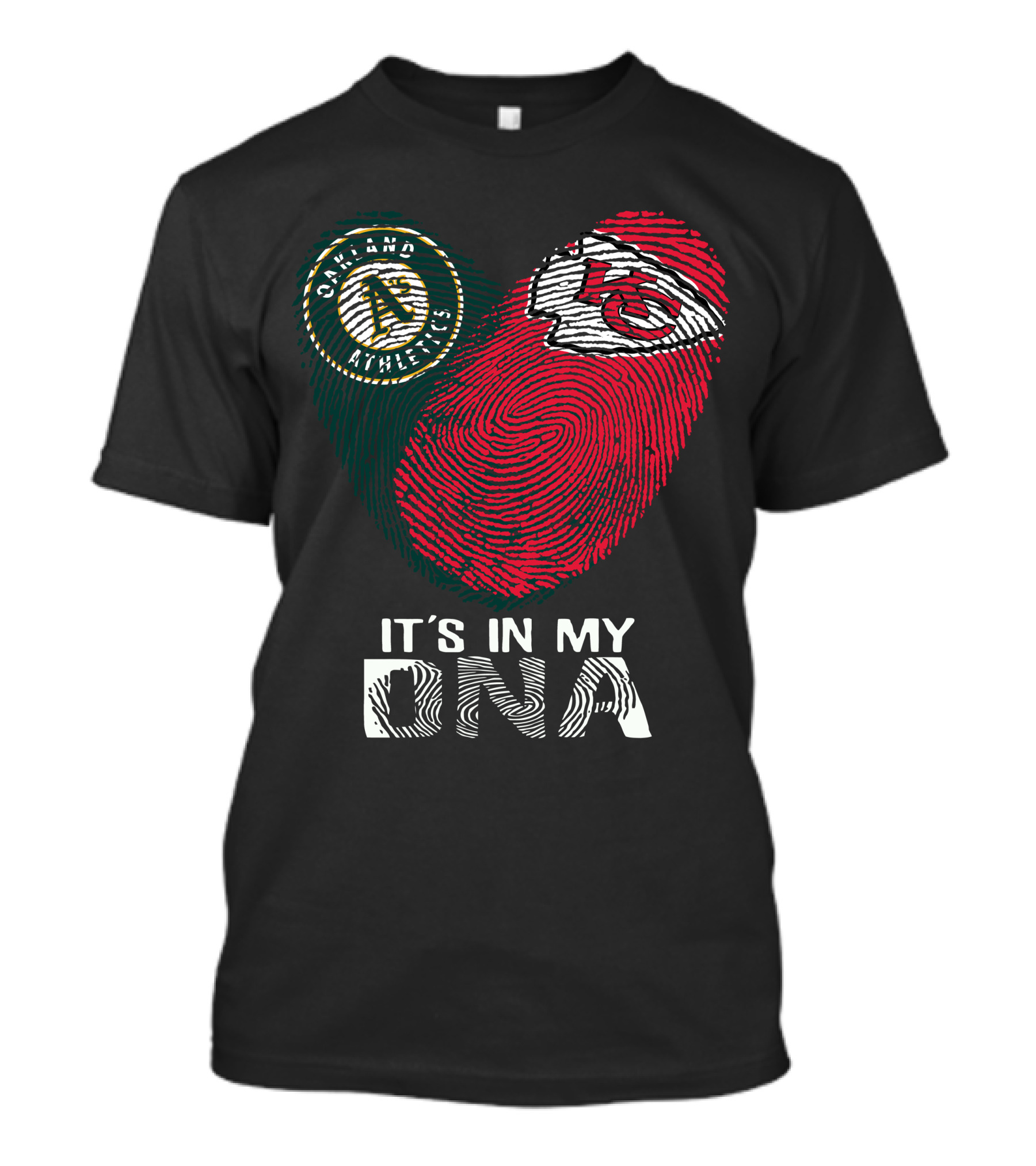 Oakland Athletics Kansas City Chiefs It's In My DNA Fingerprint T-Shirt