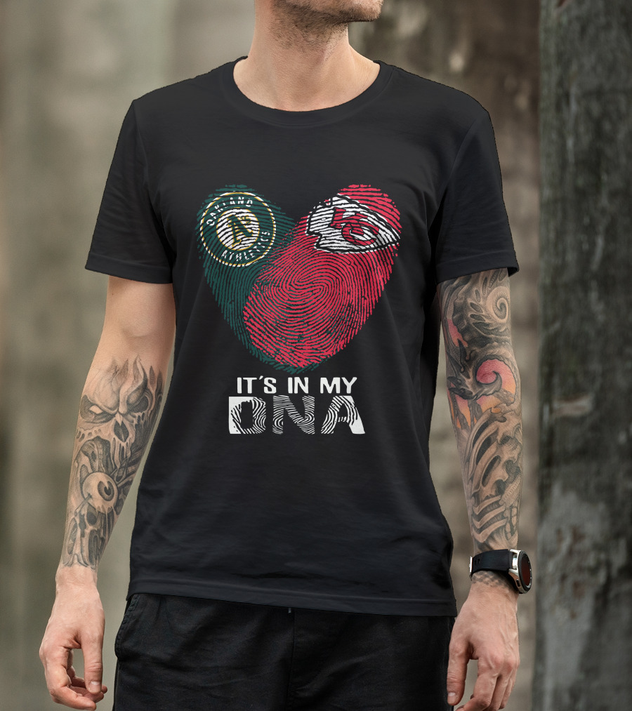 Oakland Athletics Kansas City Chiefs It's In My DNA Fingerprint T-Shirt