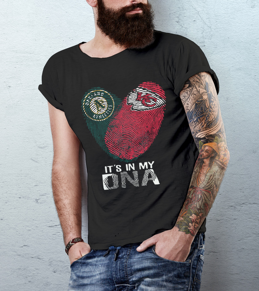Oakland Athletics Kansas City Chiefs It's In My DNA Fingerprint T-Shirt