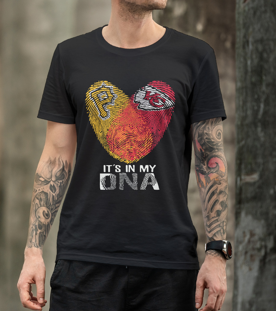 Pittsburgh Pirates Kc Chiefs It's In My Dna Fingerprint Heart T-Shirt