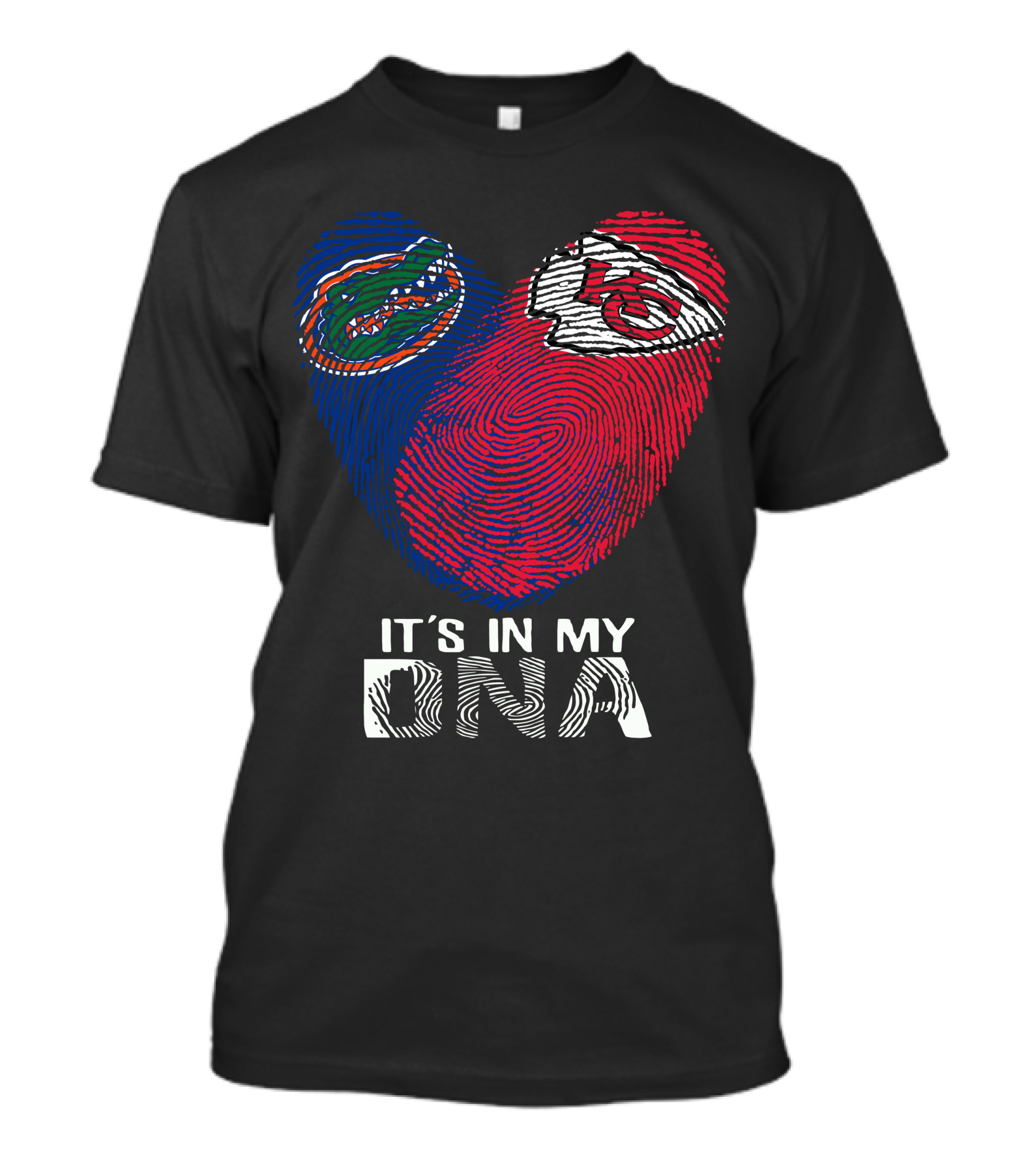 Gators Chiefs It's In My Dna Heart Fingerprint T-Shirt