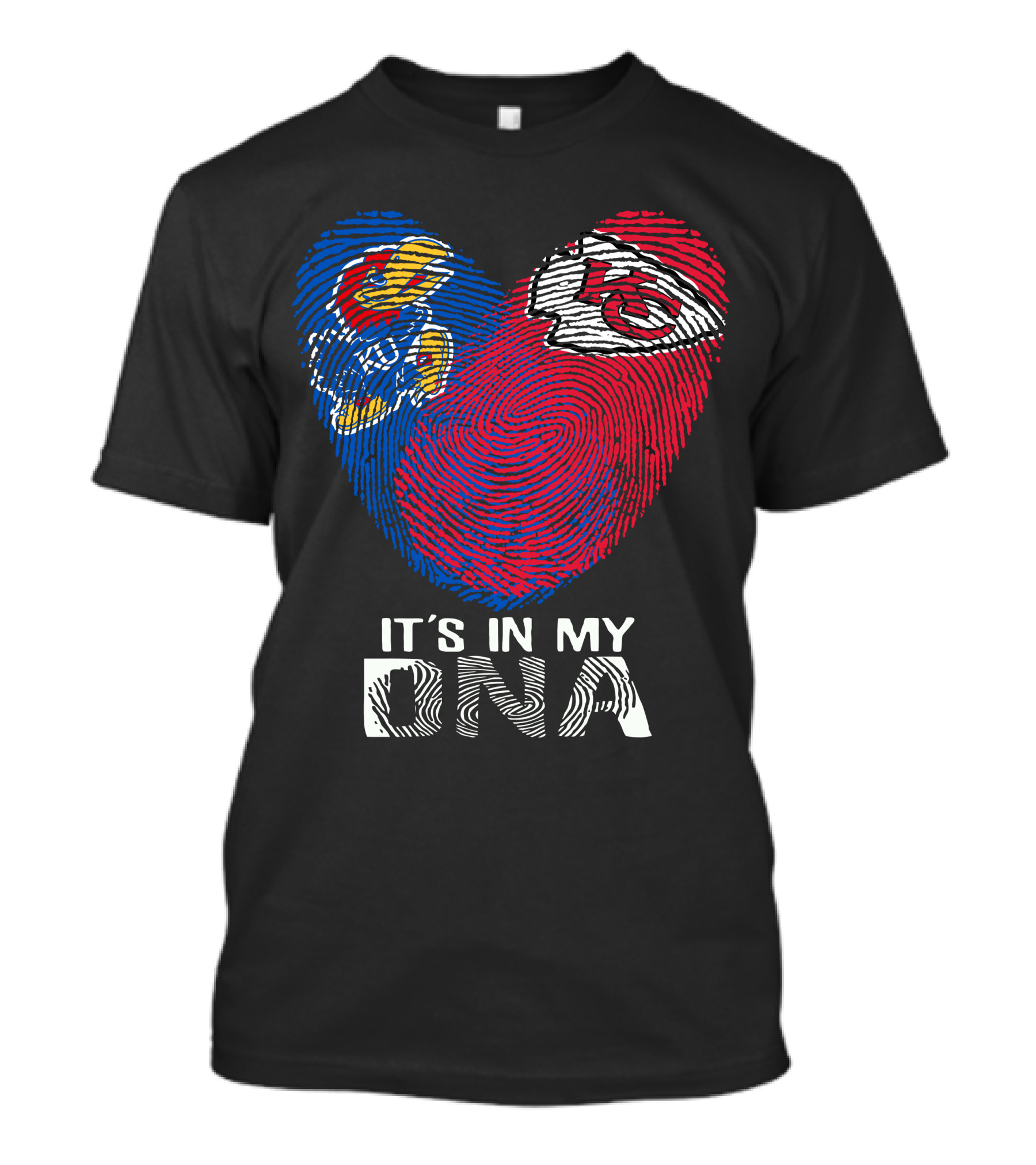 Kansas Jayhawks Chiefs Fingerprint Heart It's In My Dna T-Shirt