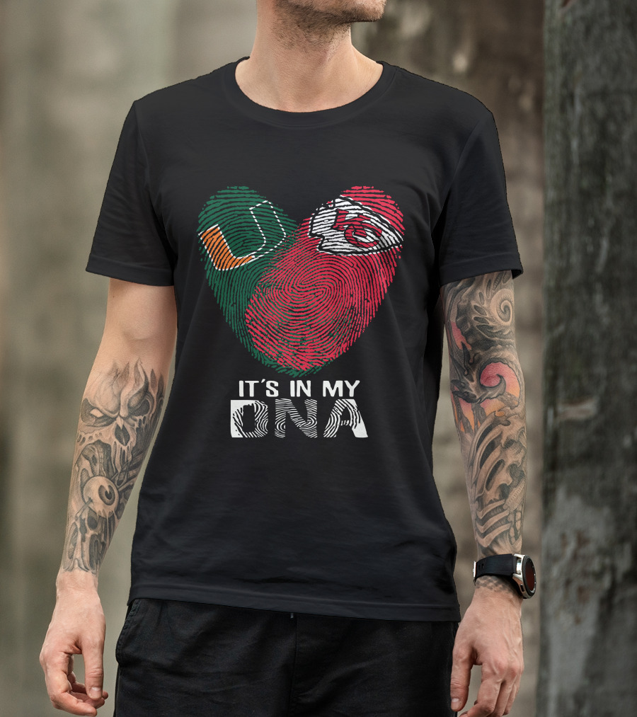 Miami Hurricanes Kansas City Chiefs It's In My Dna Fingerprint T-Shirt