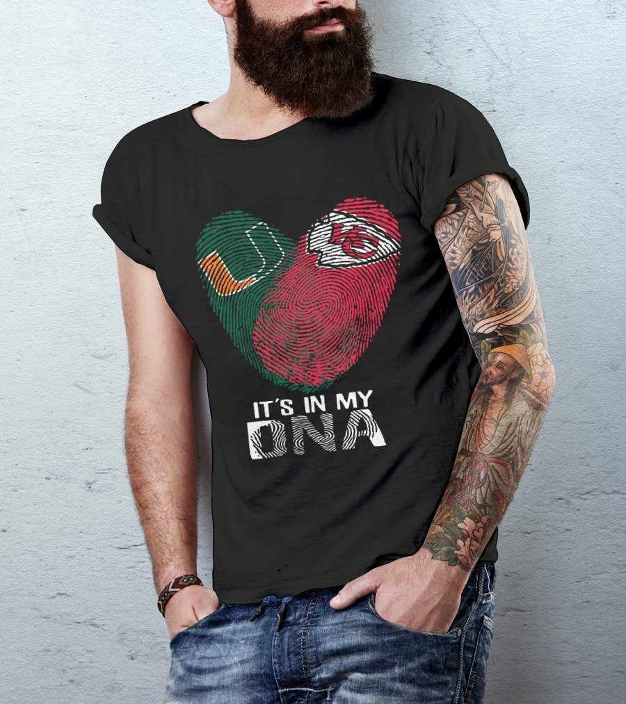 Miami Hurricanes Kansas City Chiefs It's In My Dna Fingerprint T-Shirt