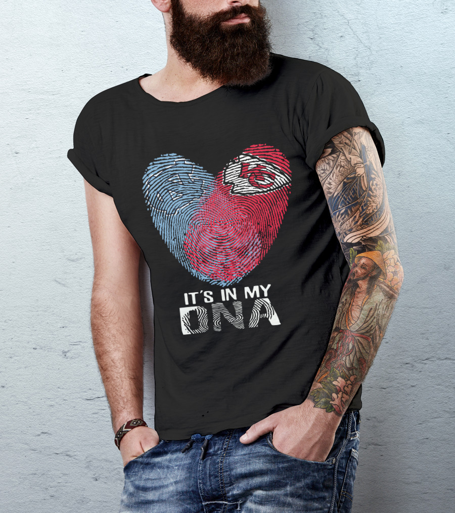 North Carolina Tar Heels Kansas City Chiefs It's In My Dna Fingerprint Heart T-Shirt