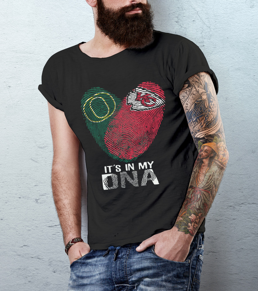 Oregon Ducks Chiefs It's In My Dna Heart Fingerprint T-Shirt