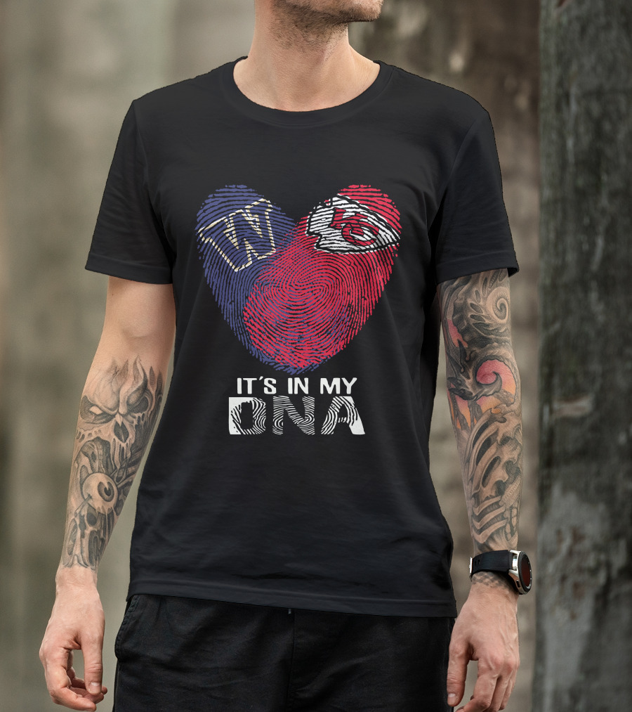 Washington Huskies W And Chiefs It's In My DNA Fingerprint Heart T-Shirt