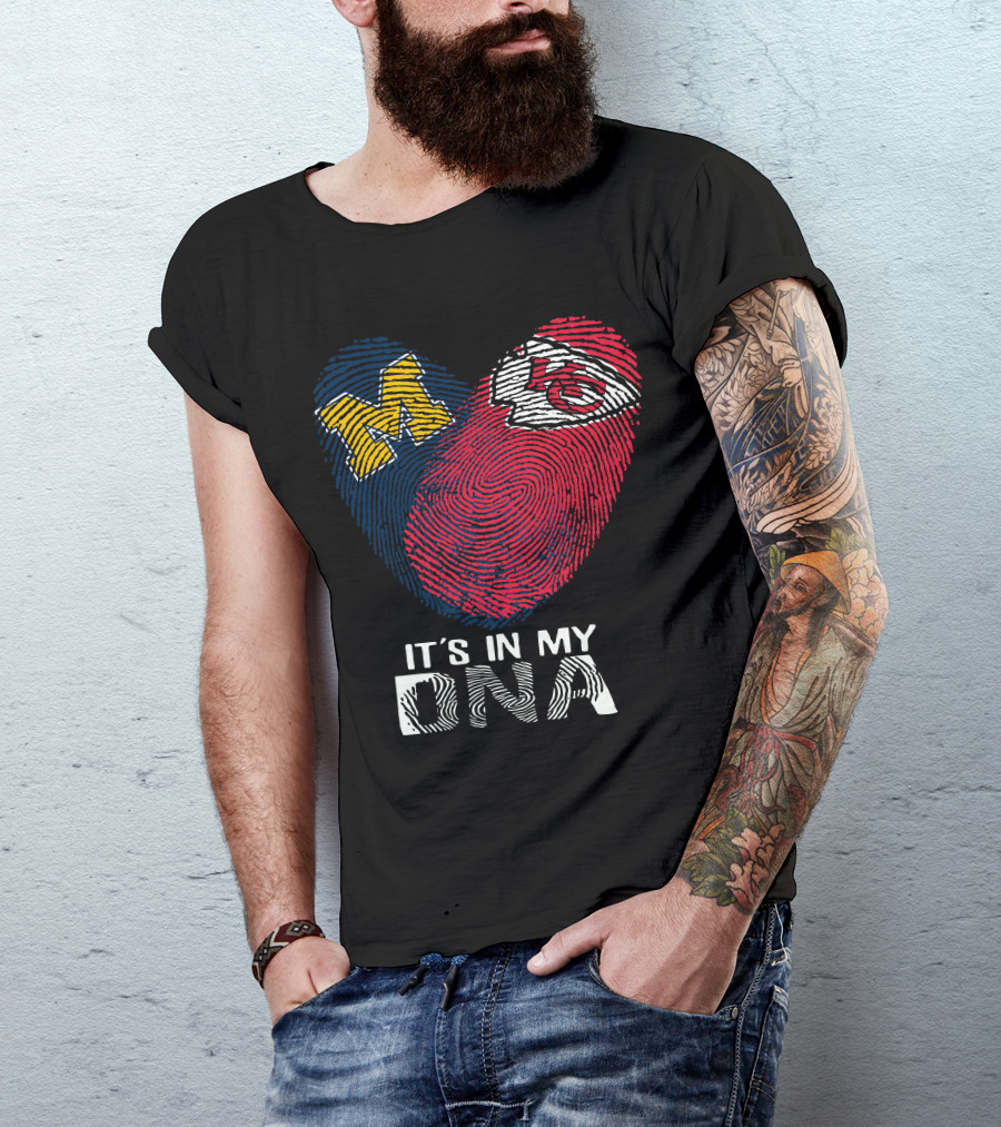 Wolverines Chiefs It's In My DNA Fingerprint Heart T-Shirt