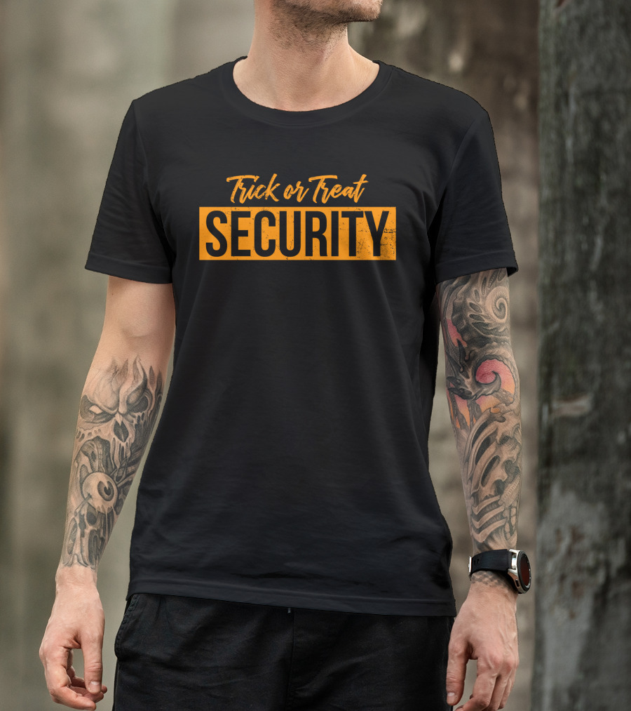 Trick Or Treat Security Halloween Bold Orange Text T-Shirt