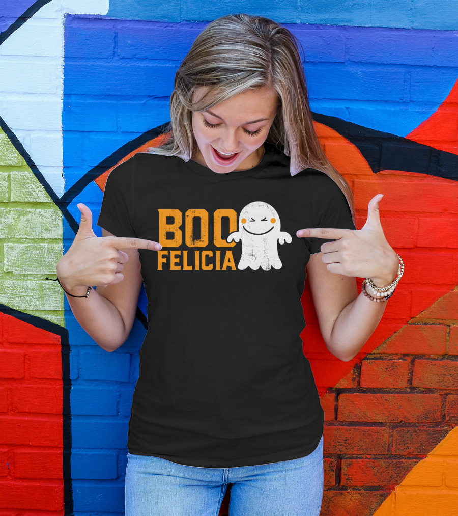 Boo Felicia Ghost With Orange Text T-Shirt