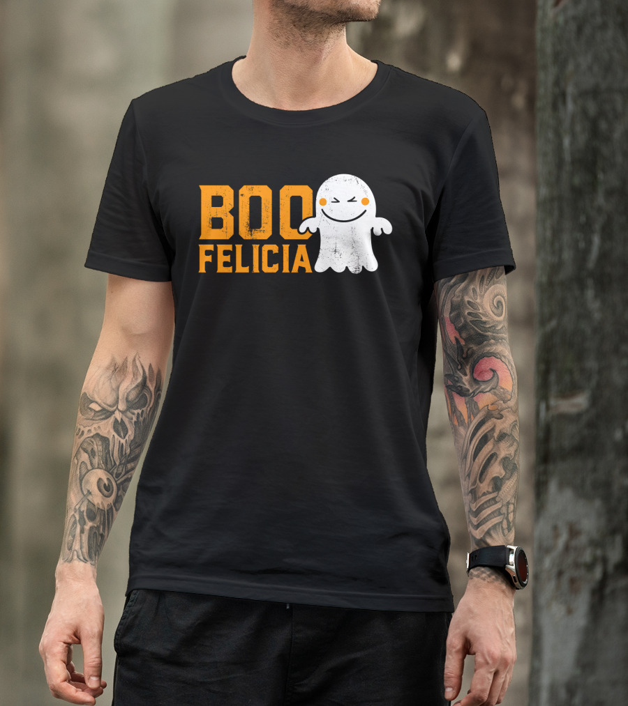 Boo Felicia Ghost With Orange Text T-Shirt