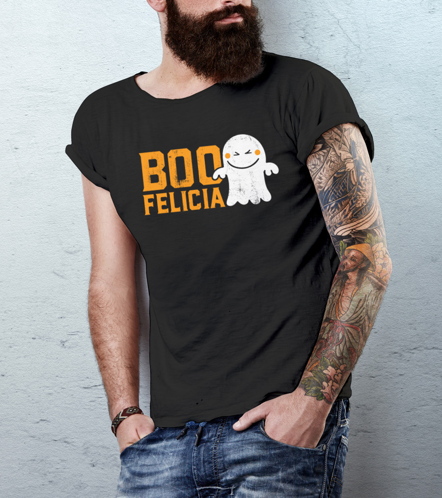 Boo Felicia Ghost With Orange Text T-Shirt
