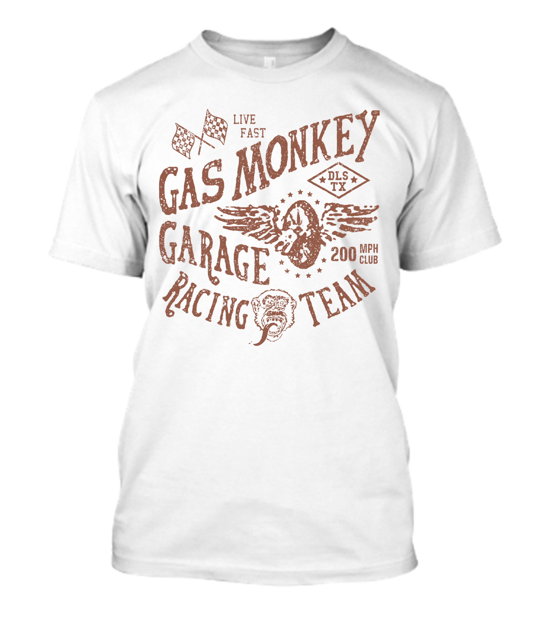 Gas Monkey Garage Racing Team Live Fast 200 MPH Club DLS TX T-Shirt