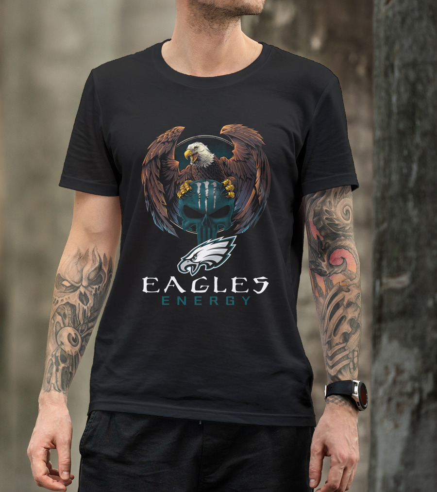Philadelphia Eagles Energy Eagle With Iconic Skull And Wings T-Shirt