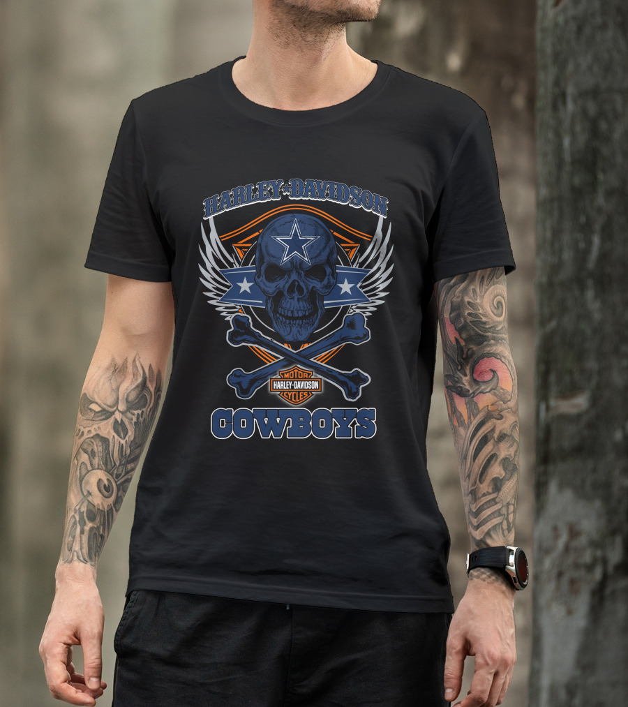 Harley Davidson Cowboys Skull Star Badge T-Shirt