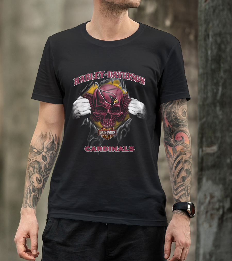Harley Davidson Arizona Cardinals Skull Nfl T-Shirt