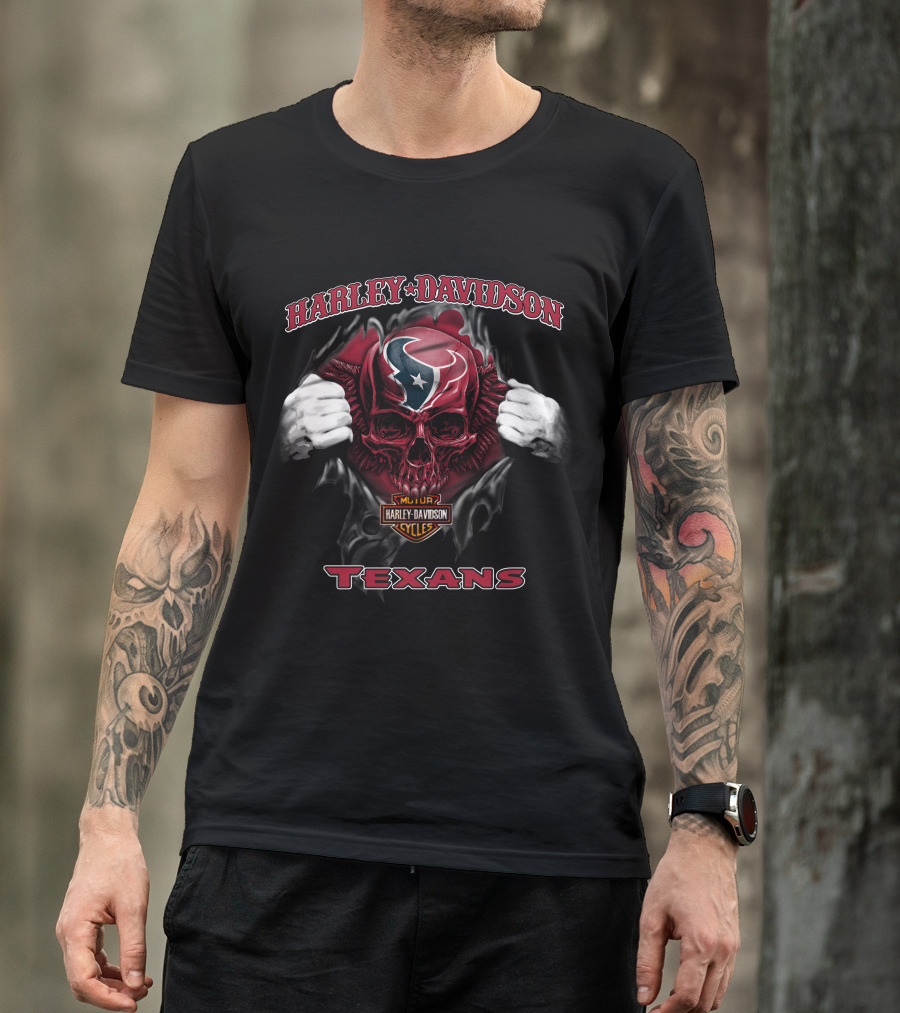 Harley Davidson Major Cycles Skull Texans T-Shirt