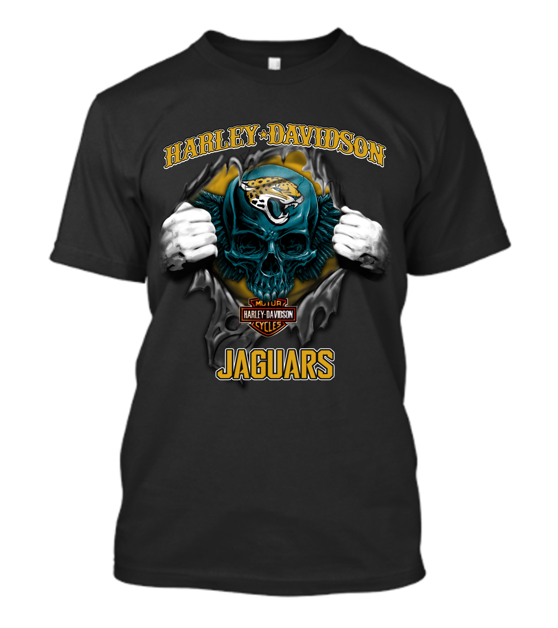 Harley Davidson Jacksonville Jaguars Skull Cycles T-Shirt