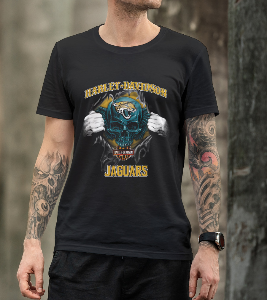 Harley Davidson Jacksonville Jaguars Skull Cycles T-Shirt