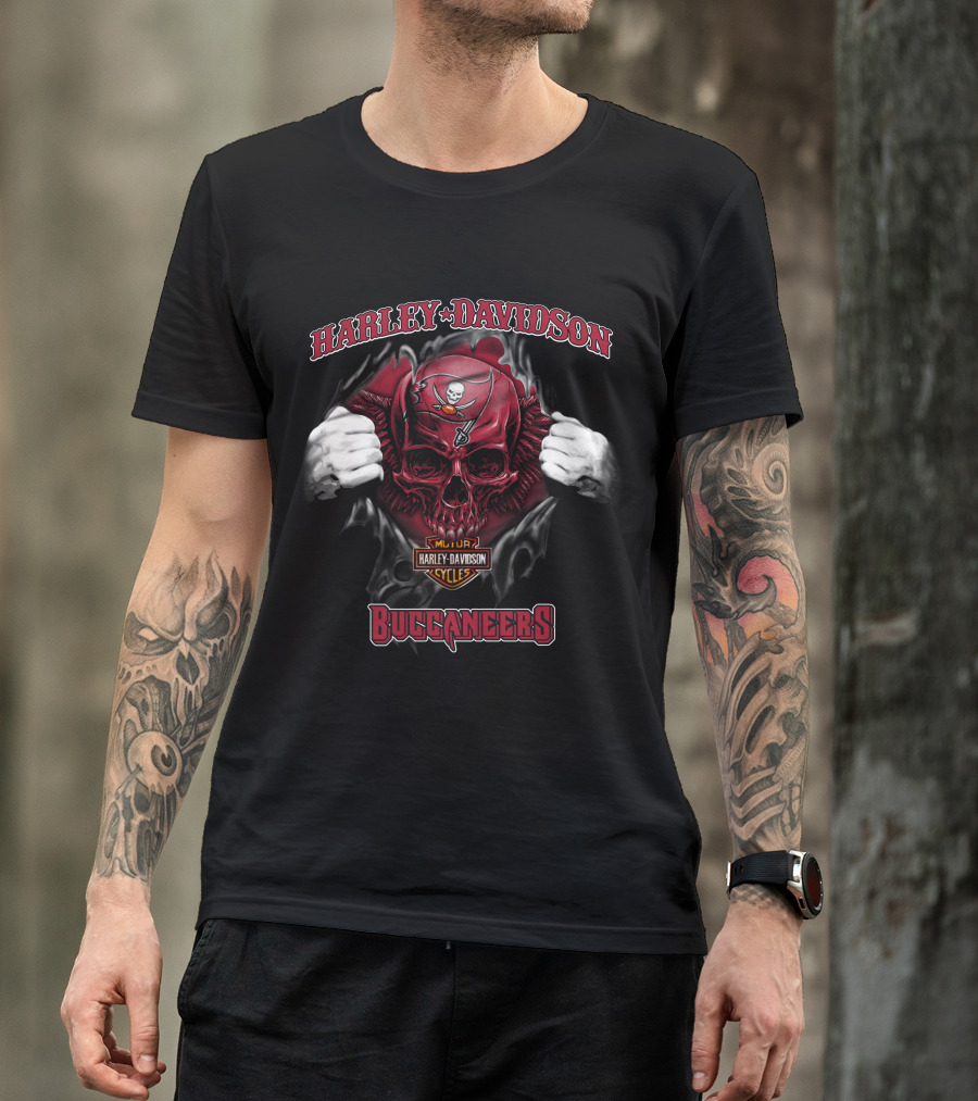 Harley Davidson Nfl Skull Tampa Bay Buccaneers T-Shirt