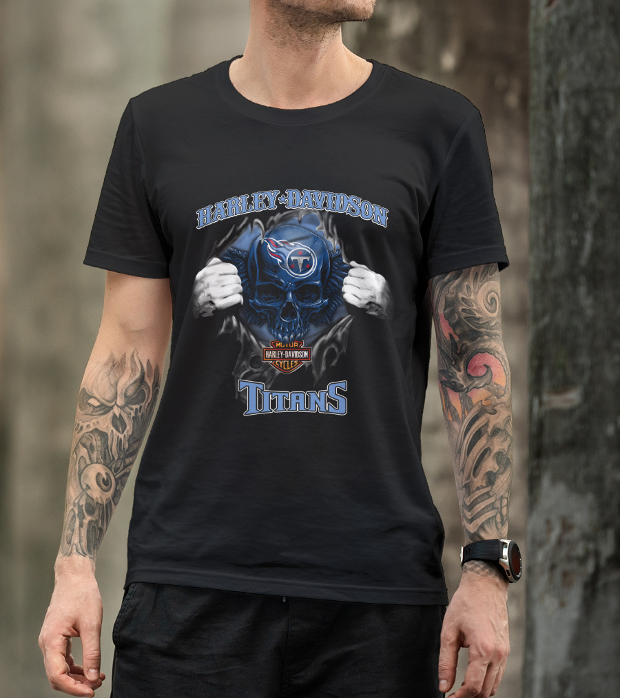 Harley Davidson Nfl Skull Titans Major Cycles T-Shirt