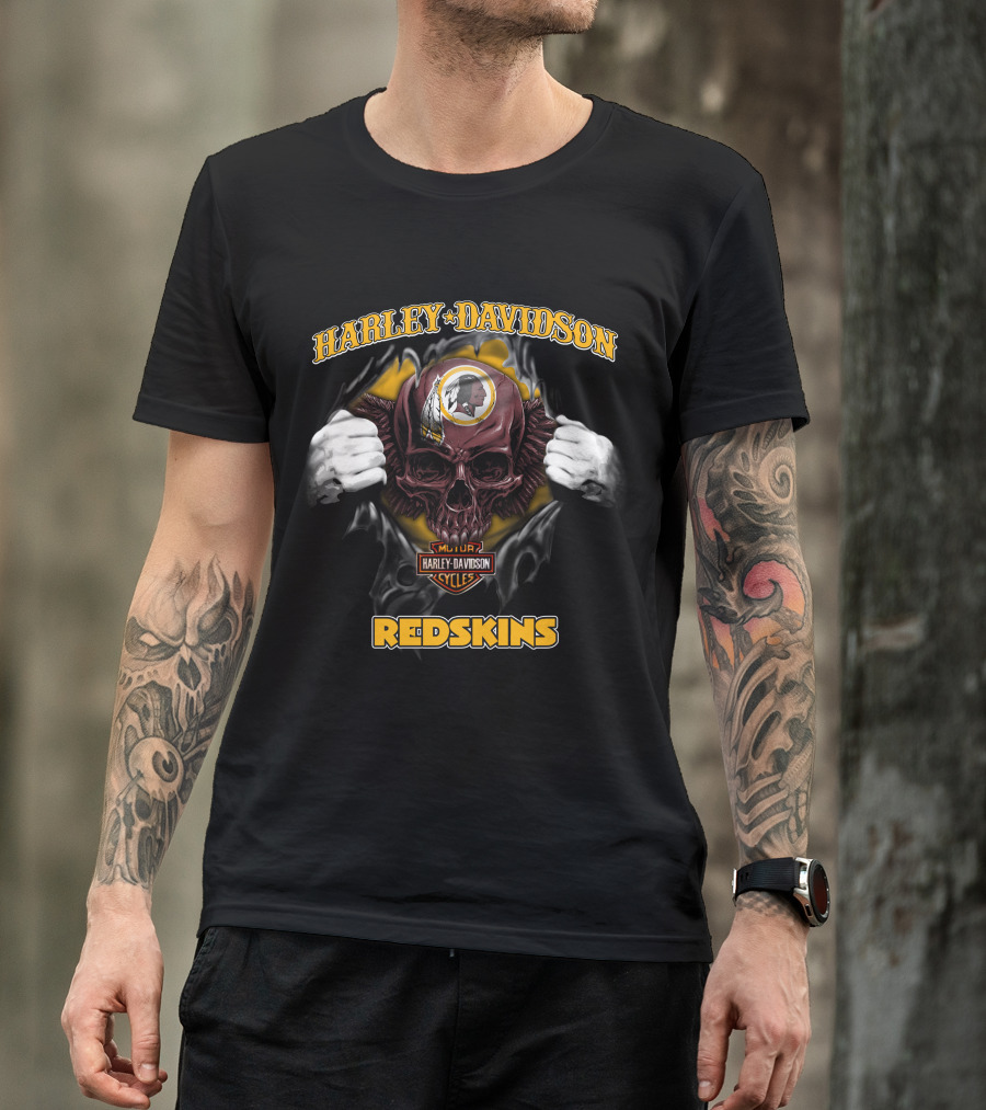 Harley Davidson Nfl Skull Washington Redskins T-Shirt