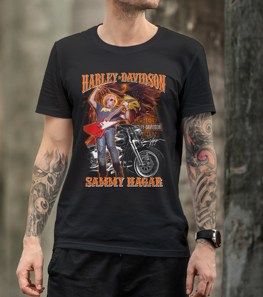 Harley Davidson Sammy Hagar Motorcycles Eagle Guitar Performance T-Shirt