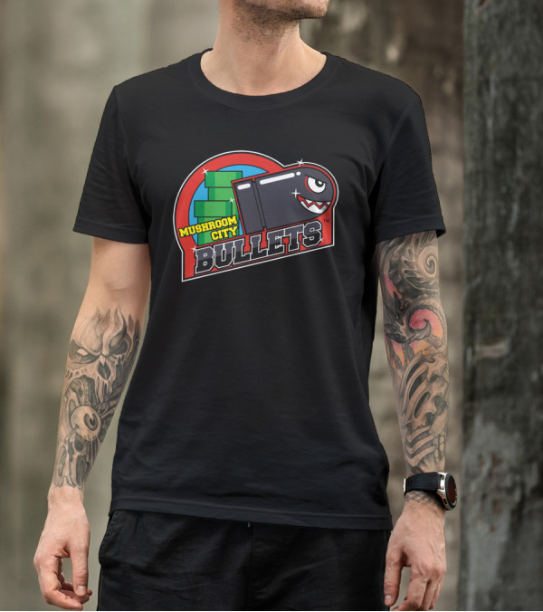 Mushroom City Bullets Bullet Bill Super Mario Sports Team T-Shirt