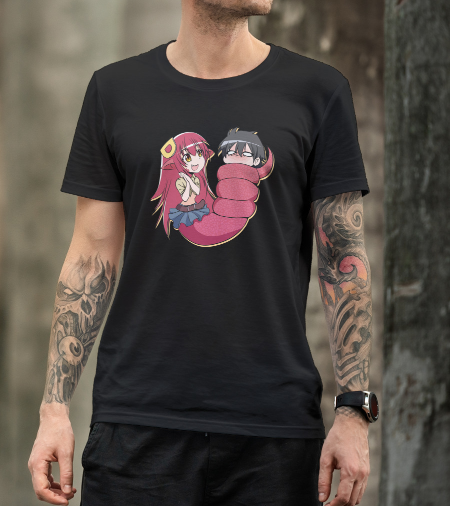 Musume Monster Anime Character With Tentacle Hug Scene T-Shirt