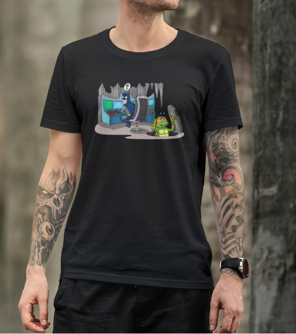 Mutant Ninja Sneaking Into Batcave T-Shirt